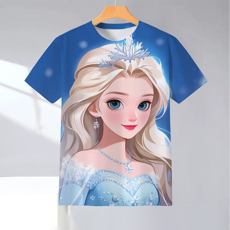 冰雪奇缘系列爱莎公主印花短袖T
