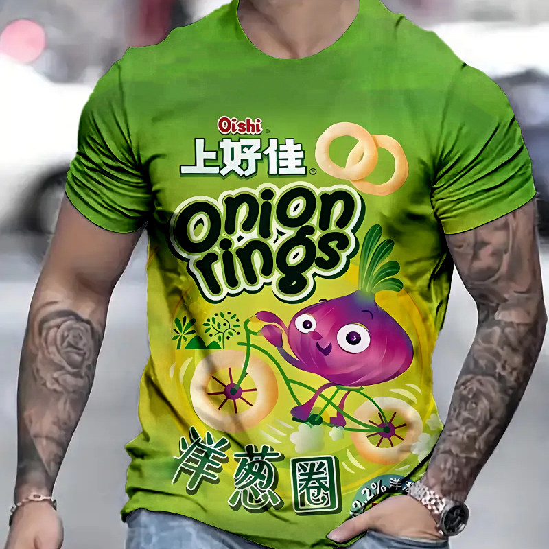 饮料零食趣味图案夏季创意3D印花T恤青少年个性潮流短袖可定制T恤
