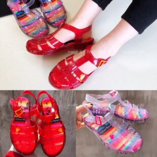 夏季巴西本土米奇中大童凉鞋女包头镂空软底鞋罗马凉鞋洞洞鞋防水