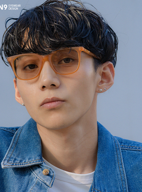 enson9复古半透明浅色太阳镜潮男女 板材方框浅红色素颜显白眼镜