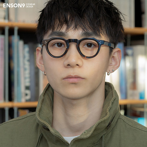 enson9男女圆框板材复古粗框眼镜