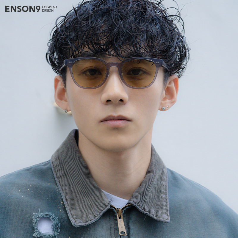enson9方框复古男女浅色太阳镜