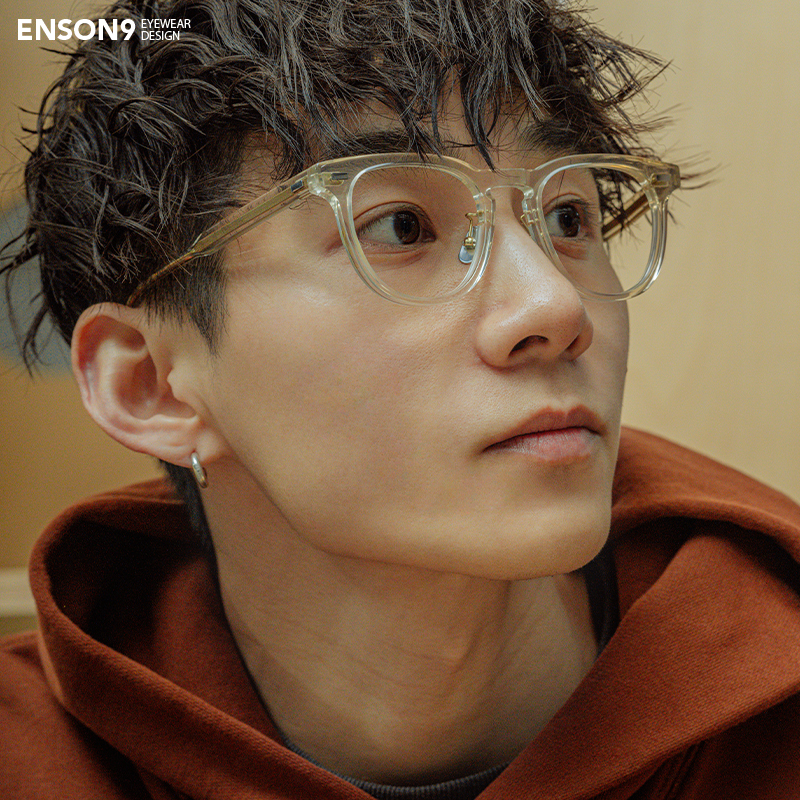 enson9半透灰大方框板材男女眼镜