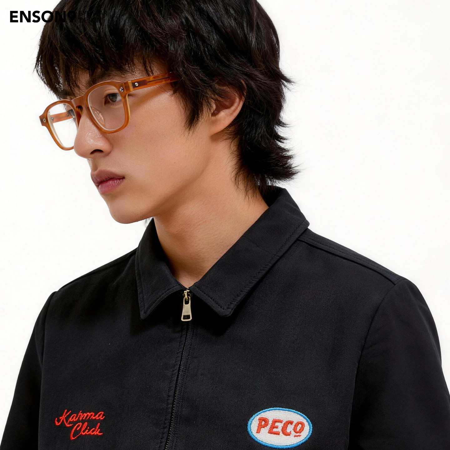 enson9高级粗框板材小方框潮男女 多巴胺琥珀色配近视平光镜架