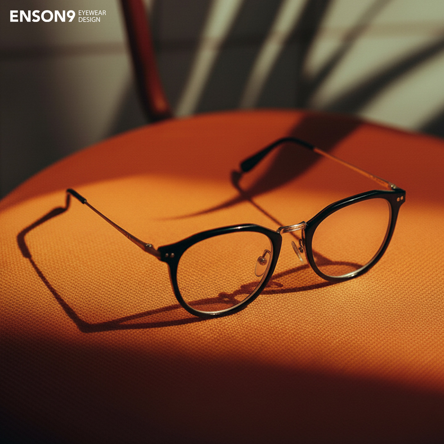 enson9复古花纹板材上平下圆框潮男女 高级纯钛拼色配近视平光镜