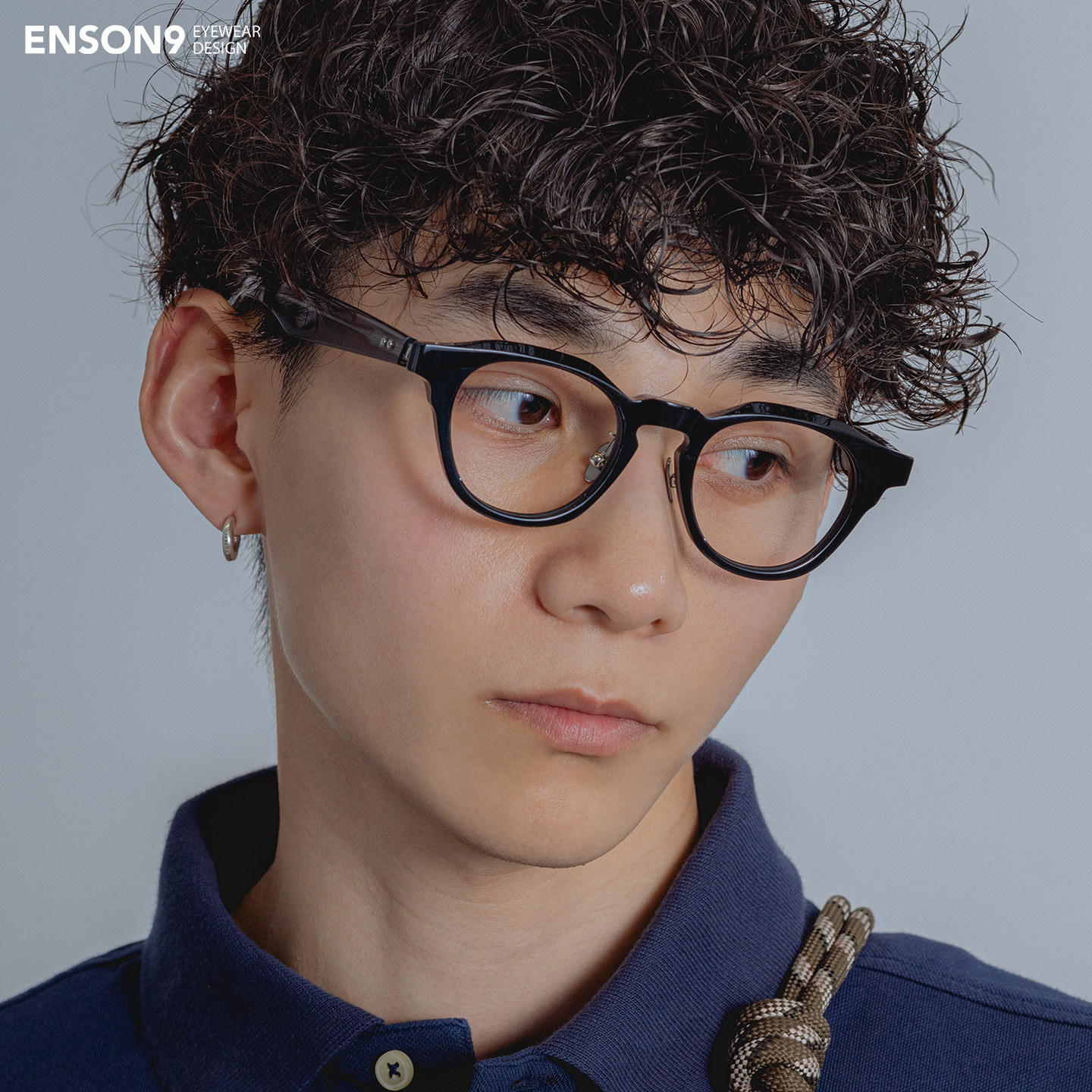 enson9高级感板材立体圆框眼镜潮男 复古粗框半透明近视平光镜架