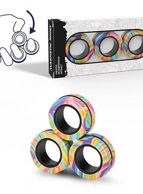3pcs Finger Magnetic Rings Colorful Fidget Toy Set Adult Mag