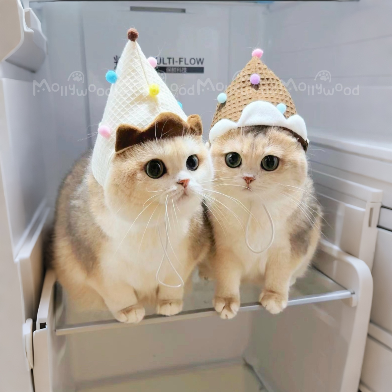 Mollywood  猫来屋 冰淇淋华夫格帽子  巧克力 三角帽子