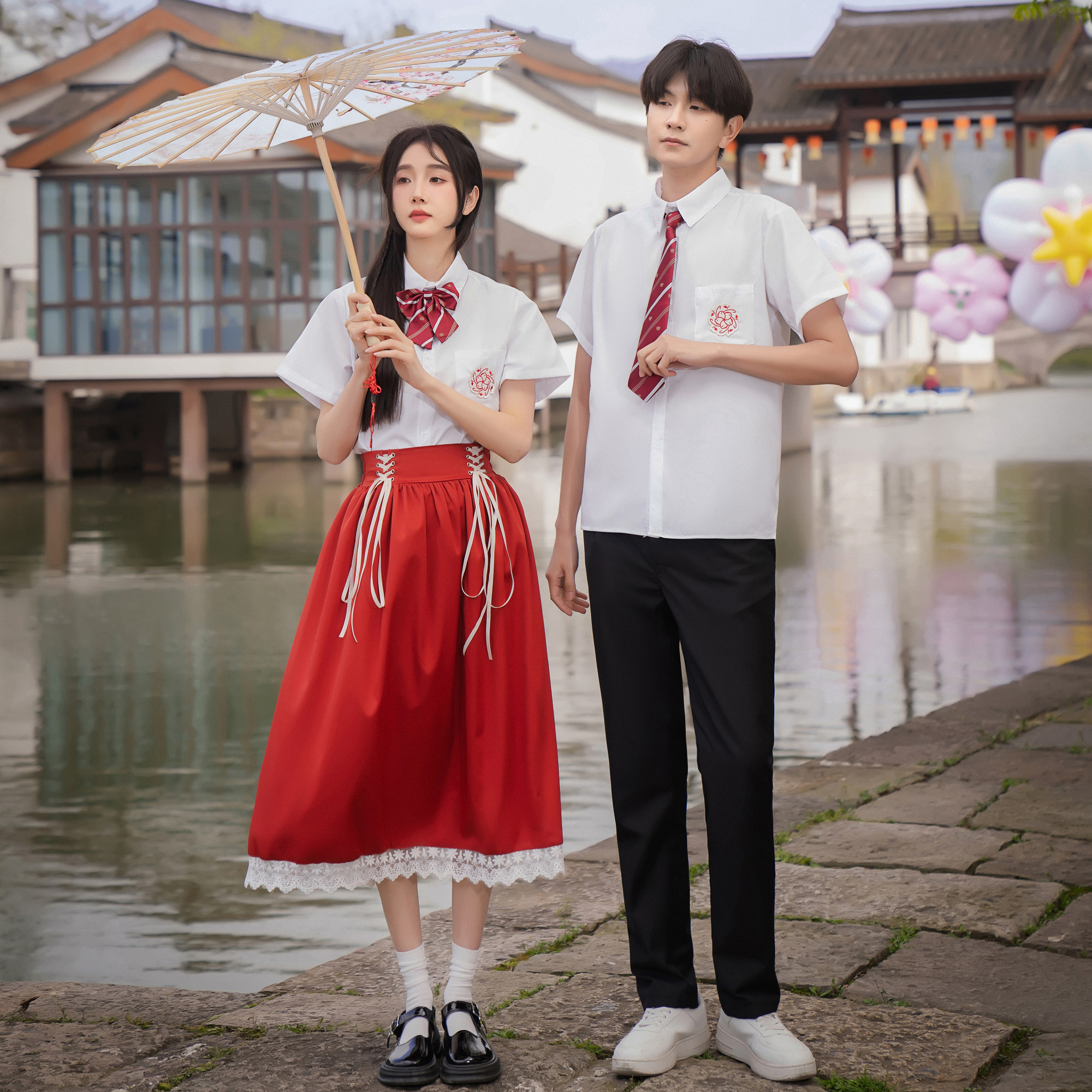 高中生毕业班服中国风校服初中学生运动会演出女合唱诗歌朗诵长裙