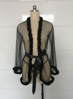 Underwear Bathrobe Mesh Lace Nightgown Sexy Nightwear毛毛