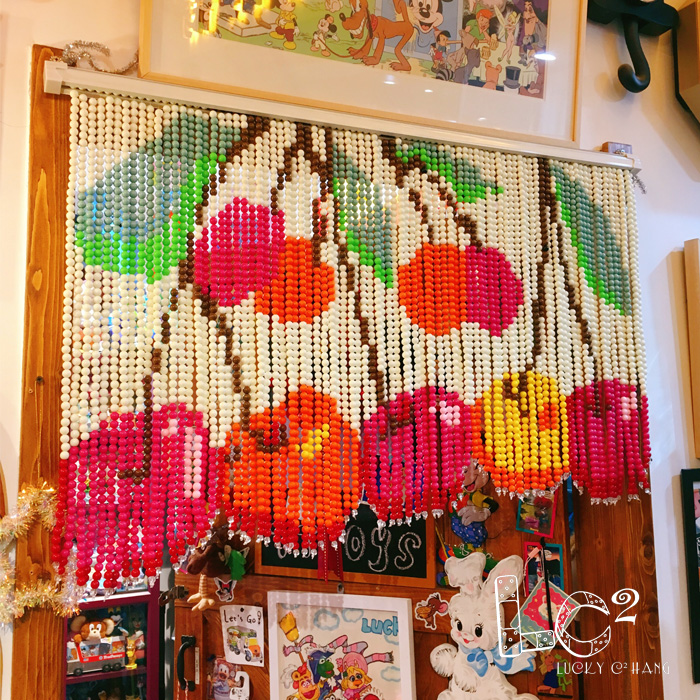 复古樱桃珠帘门帘水果玄关家用