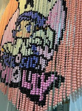 luckytochangchang 串珠门帘粉色玄关遮挡帘装饰帘