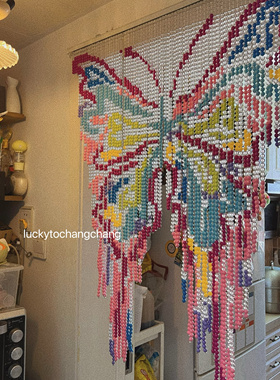 蝴蝶ins风串珠门帘珠帘浪漫优雅卧室玄关装饰门帘原创设计门帘