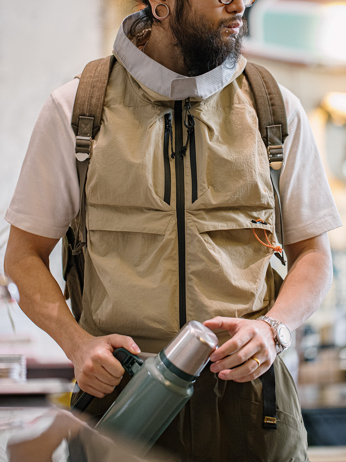 MADDEN WORKWEAR 마운틴 시리즈 기능성 속건 조끼 멀티 포켓 후드 야외 캠핑 낚시 민소매 양복 조끼 남성용 가을 여름