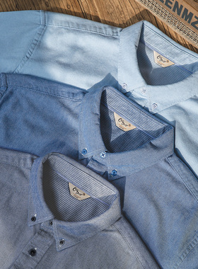 马登工装复古磨毛长袖衬衫内搭牛津纺纯棉休闲衬衣打底衫男士春冬