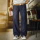 美式 复古竹节深蓝色牛仔裤 直筒水洗丹宁休闲长裤 马登工装 子男士 冬