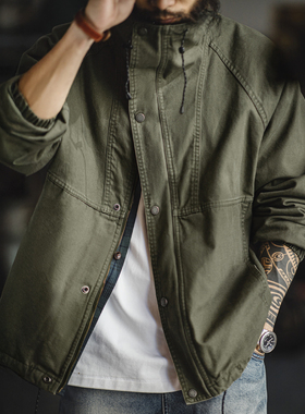 马登工装美式复古立领M65夹克防风廓形军绿色硬汉vintage外套男春