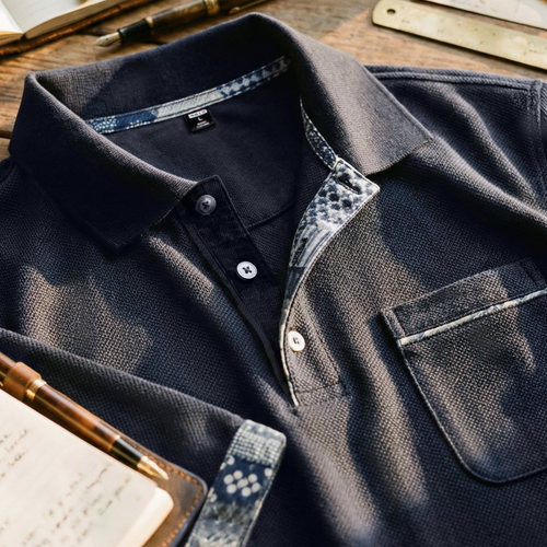 马登工装 美式复古翻领t恤短袖正肩高端人夫感穿搭半袖polo衫男夏