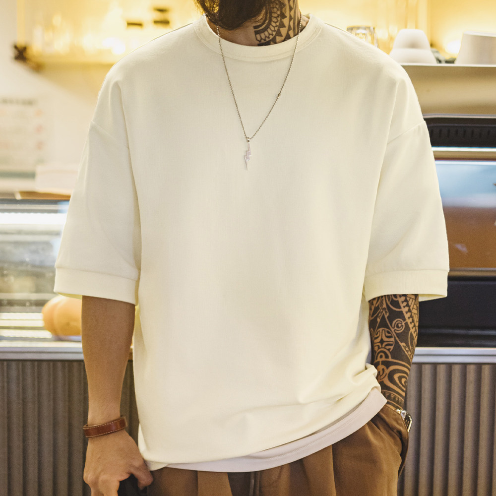 马登工装美式休闲宽松Cityboy短袖棉日系落肩垂感T恤半袖男春夏