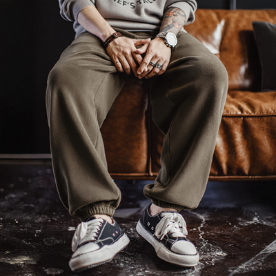 马登工装美拉德摇粒绒束脚卫裤