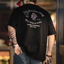 马登工装美式复古印第安字母印花t恤宽松半袖重磅纯棉短袖Tee男夏