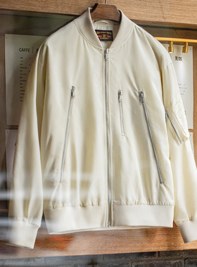 马登工装美式休闲白色L2B飞行员夹克尼龙薄款棒球服短款外套男春
