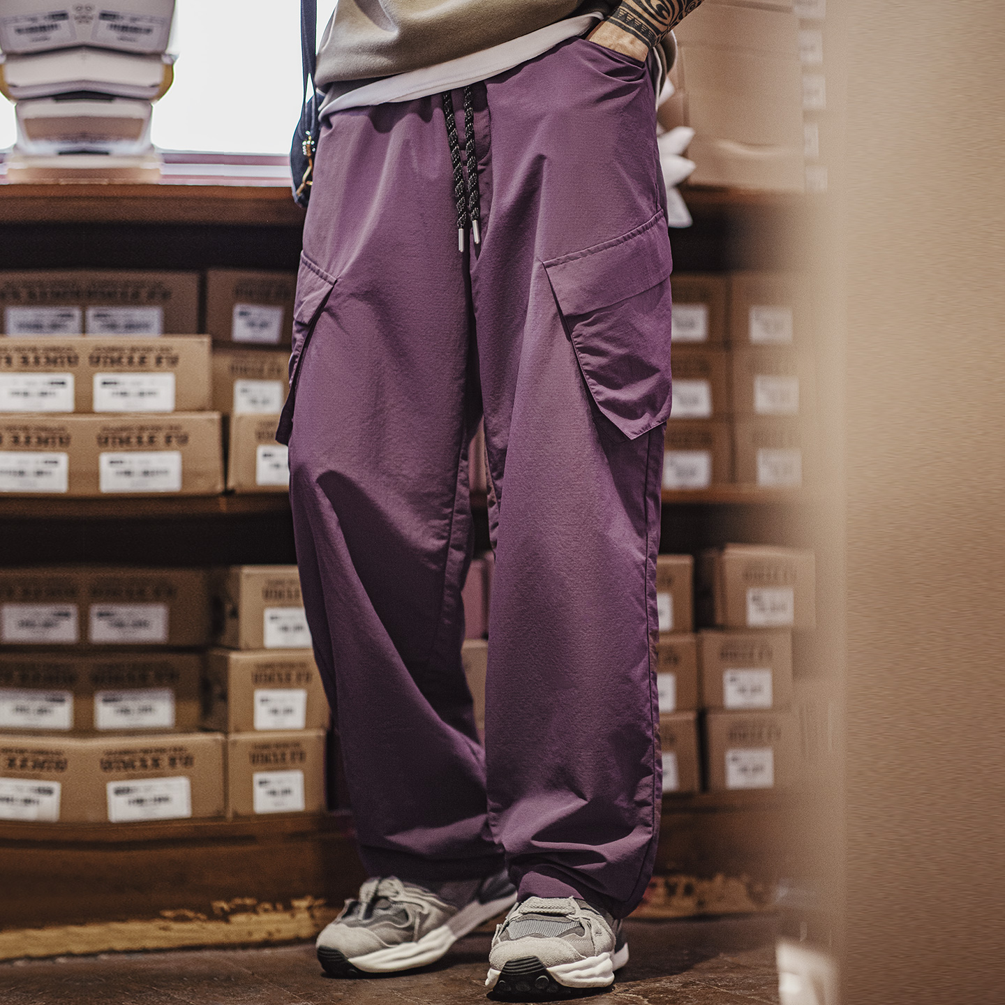 【轻美式】马登工装紫色休闲裤