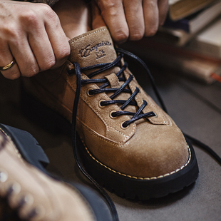 马登沙丘短脸靴男厚底低帮圆头休闲皮鞋美式复古工装鞋伐木靴