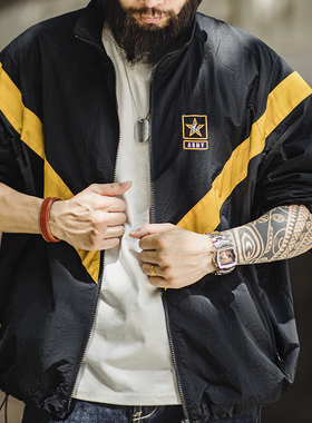 马登工装美式复古ARMY训练服夹克APFU运动撞色宽松立领外套男秋