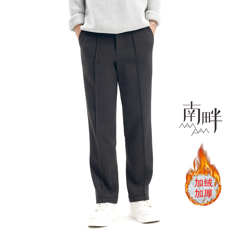 2024冬款VIBE风黑色提筋款复合加绒加厚御寒保暖休闲男士直筒裤