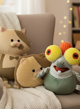 三英正版喷射战士小裁判小鲑鱼靠垫毛绒公仔娃娃玩具礼物装饰