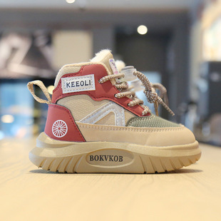 子软底男童女童冬加厚加绒保暖棉鞋 儿童冬季 男宝宝女高帮1一6岁鞋