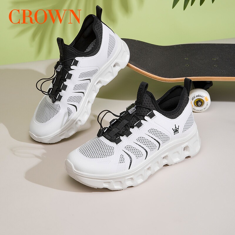 CROWN/皇冠网面透气男鞋爆款新款户外休闲鞋子男士运动索溪鞋