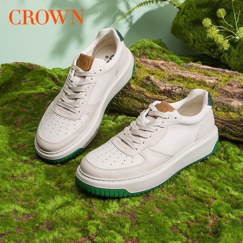 CROWN/皇冠休闲板鞋男鞋时尚高级感软底简约轻便运动休闲鞋男板鞋