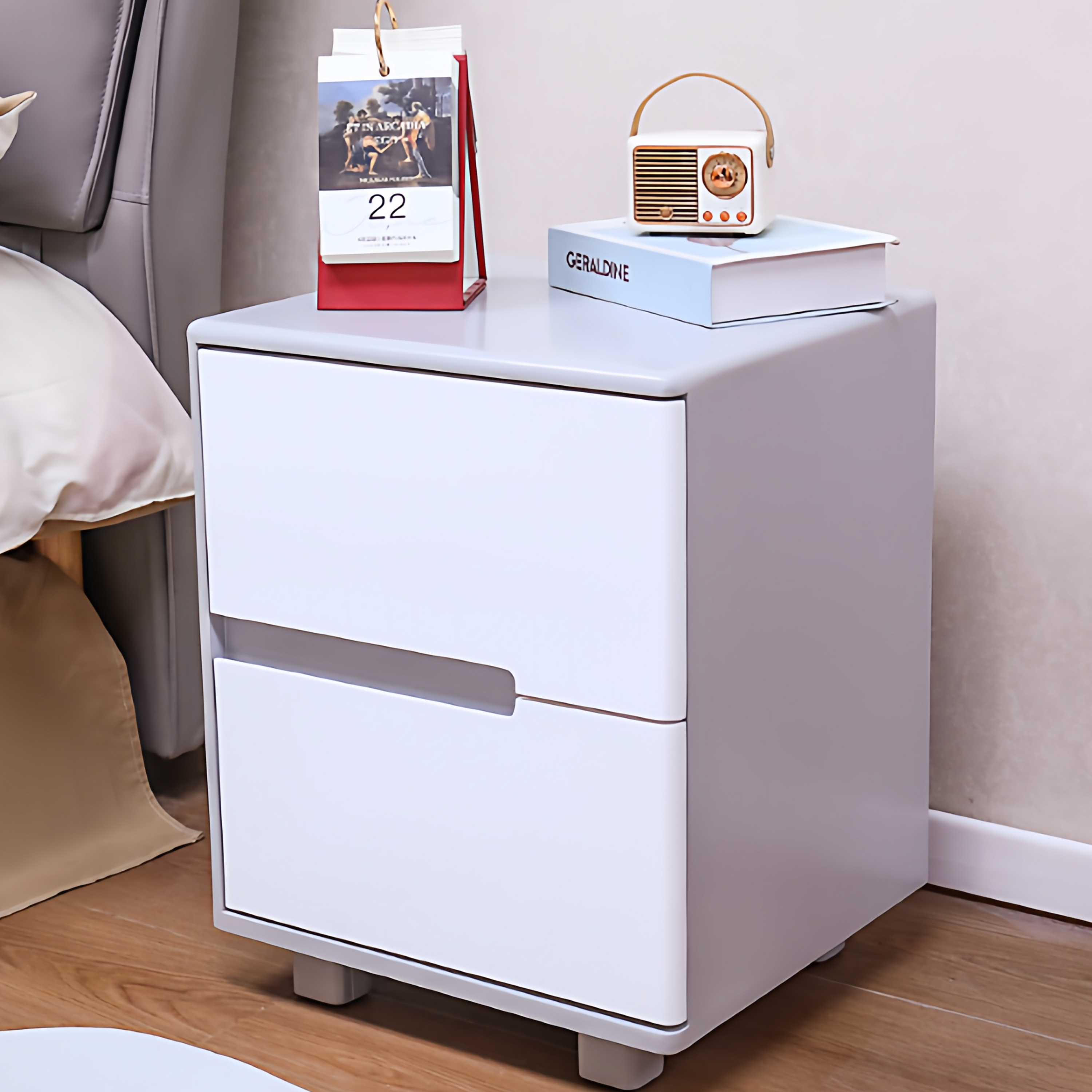 实木橡胶木轻奢简约收纳床头柜