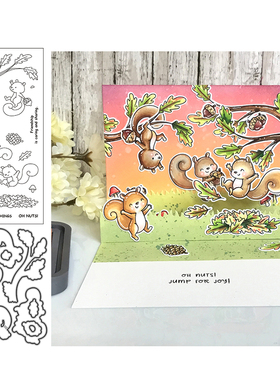 5610松鼠Scrapbook切割模板DIY cutting dies切割压花模+透明印章