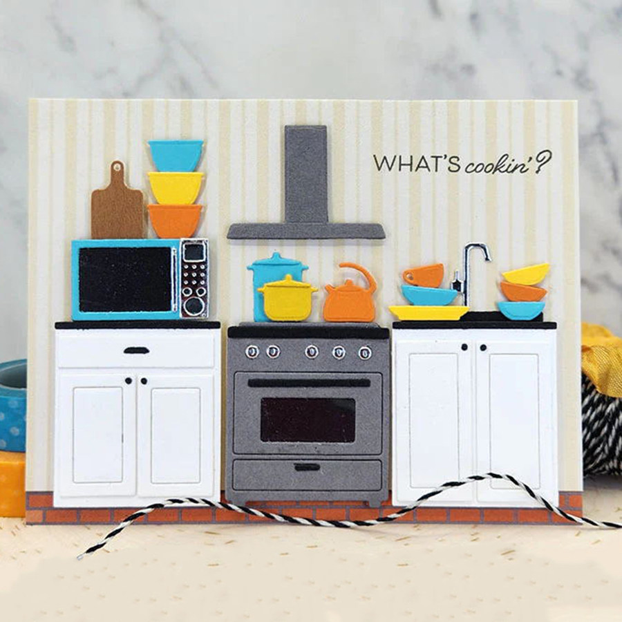 6072厨房锅具切割模板DIY模具 cutting die贺卡Scrapbook手账制作