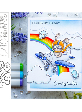 6259动物飞行员 切割模板DIY cutting dies切割压花模板+透明印章