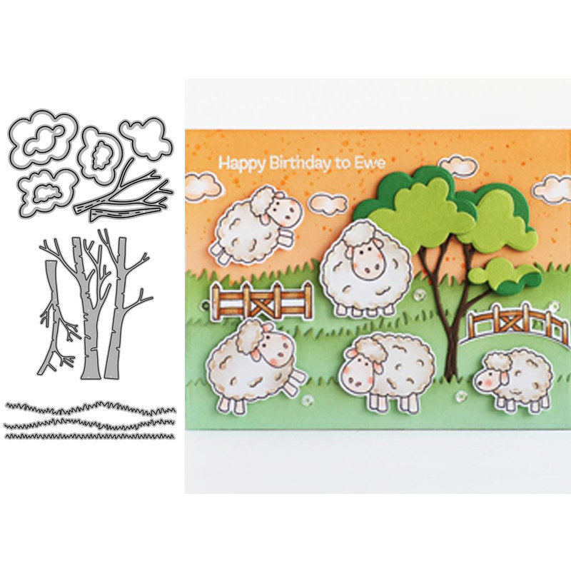 5993草波浪大树 切割模板DIY模具 cutting die手账Scrapbook制作