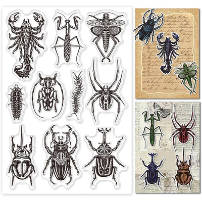 7604各种虫子 Scrapbook DIY手账 剪贴簿相册卡片TPR透明硅胶印章