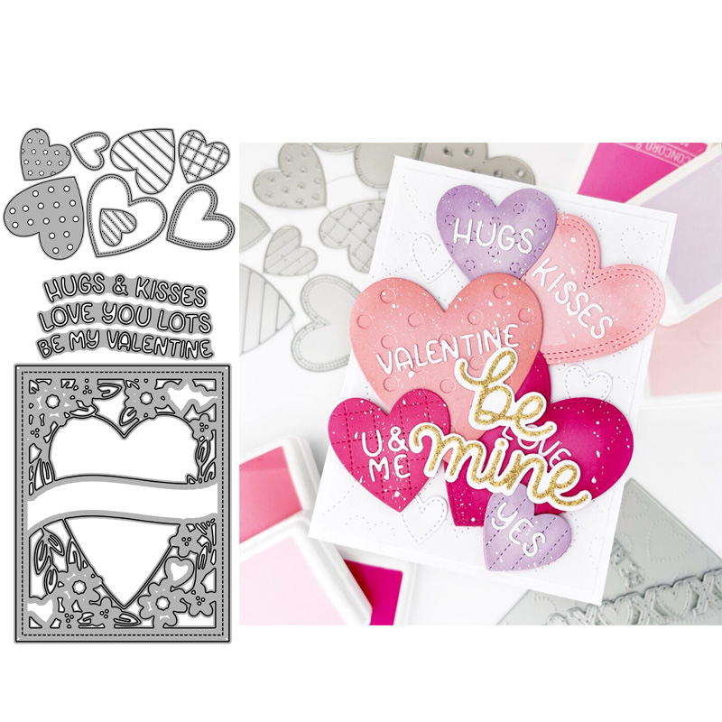 6118爱心背景切割模板DIY模具 cutting die贺卡Scrapbook手账制作