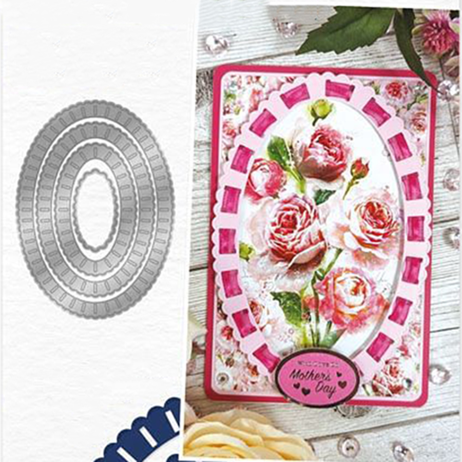 6355穿丝带椭圆框切割模板DIY模具 cutting die贺卡Scrapbook制作