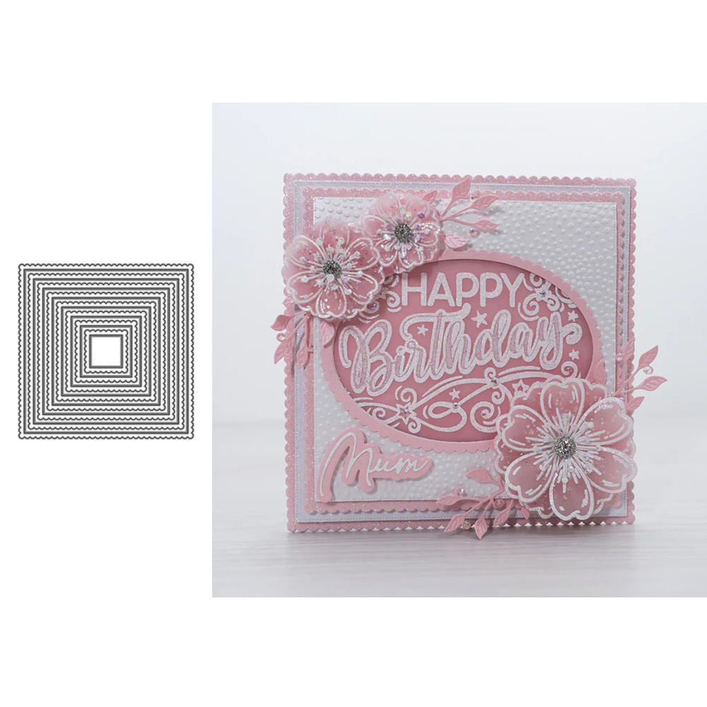 7292花边方形背景 切割模板DIY模具cutting die手账Scrapbook制作