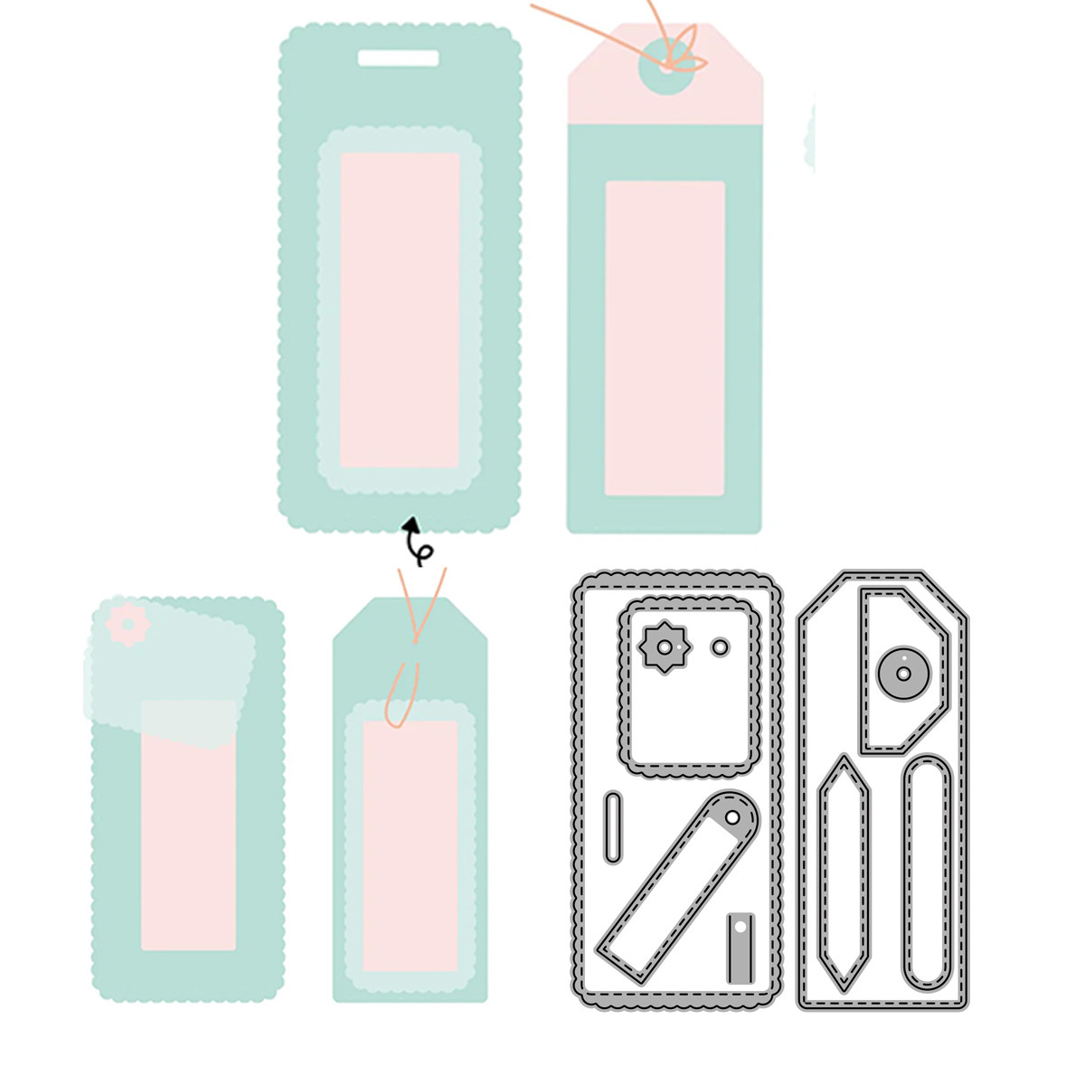 7462吊牌 切割模具DIY cutting die碳钢模板Scrapbook手账制作