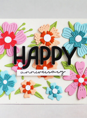 6431英文happy 切割模板DIY模具 cutting die贺卡Scrapbook制作