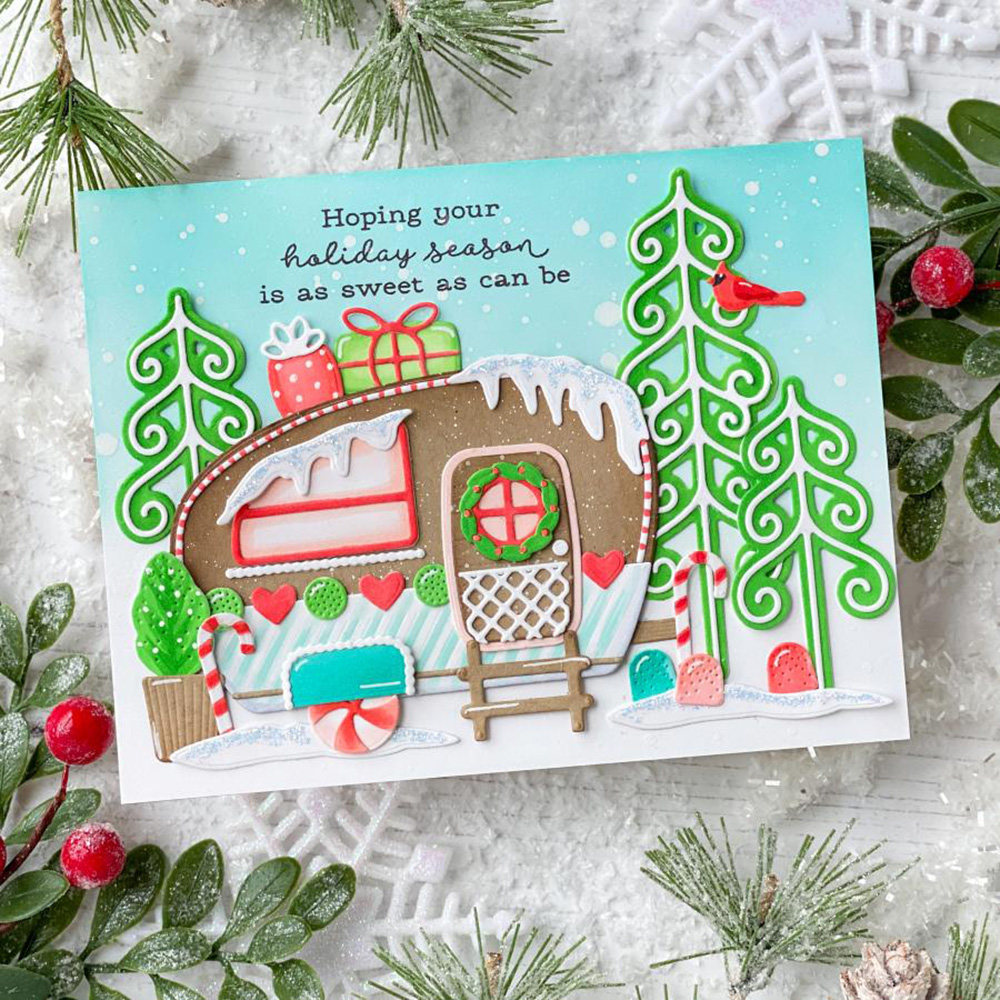 4672雪地餐车 切割模板DIY模具cutting die贺卡Scrapbook手账制作