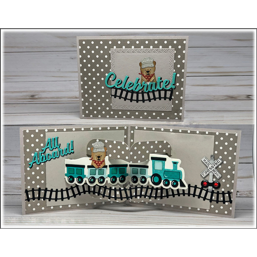 6791翻页火车机关卡 切割模板DIY模具 贺卡Scrapbook 手账制作