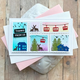 6599小长号邮票框切割模板DIY模具 die贺卡Scrapbook制作 cutting