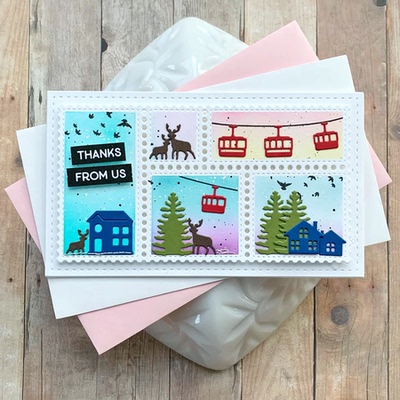 6599小长号邮票框切割模板DIY模具 cutting die贺卡Scrapbook制作
