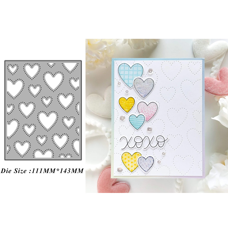 6117爱心背景切割模板DIY模具 cutting die贺卡Scrapbook手账制作